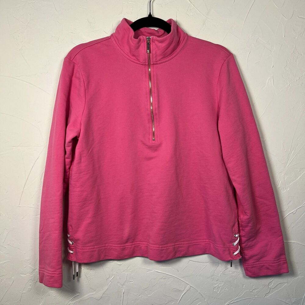 Lauren Ralph Lauren Pink Quarter Zip Sweatshirt L Preppy Chic y2k Athleisure